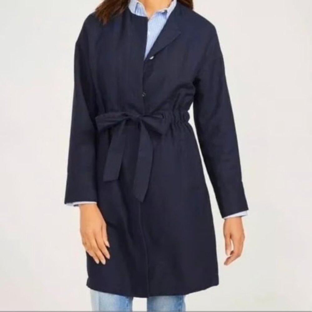 J. Mclaughlin Women's Sondra Navy Blue Linen Blend Jacket Size Medium‎